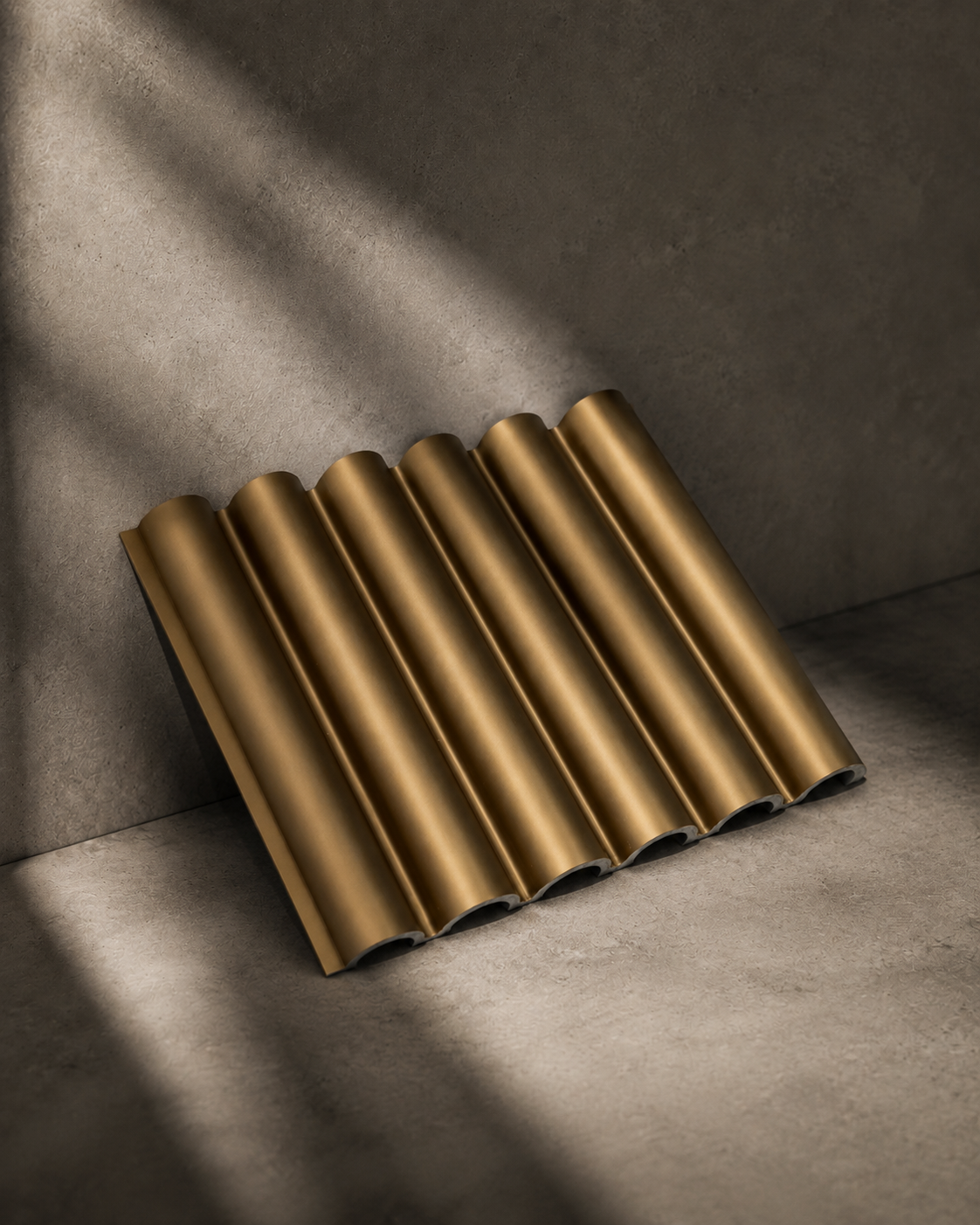 Lambrín Interior WPC Flauta Chica Oro Gold | Panel Decorativo Cao Cao