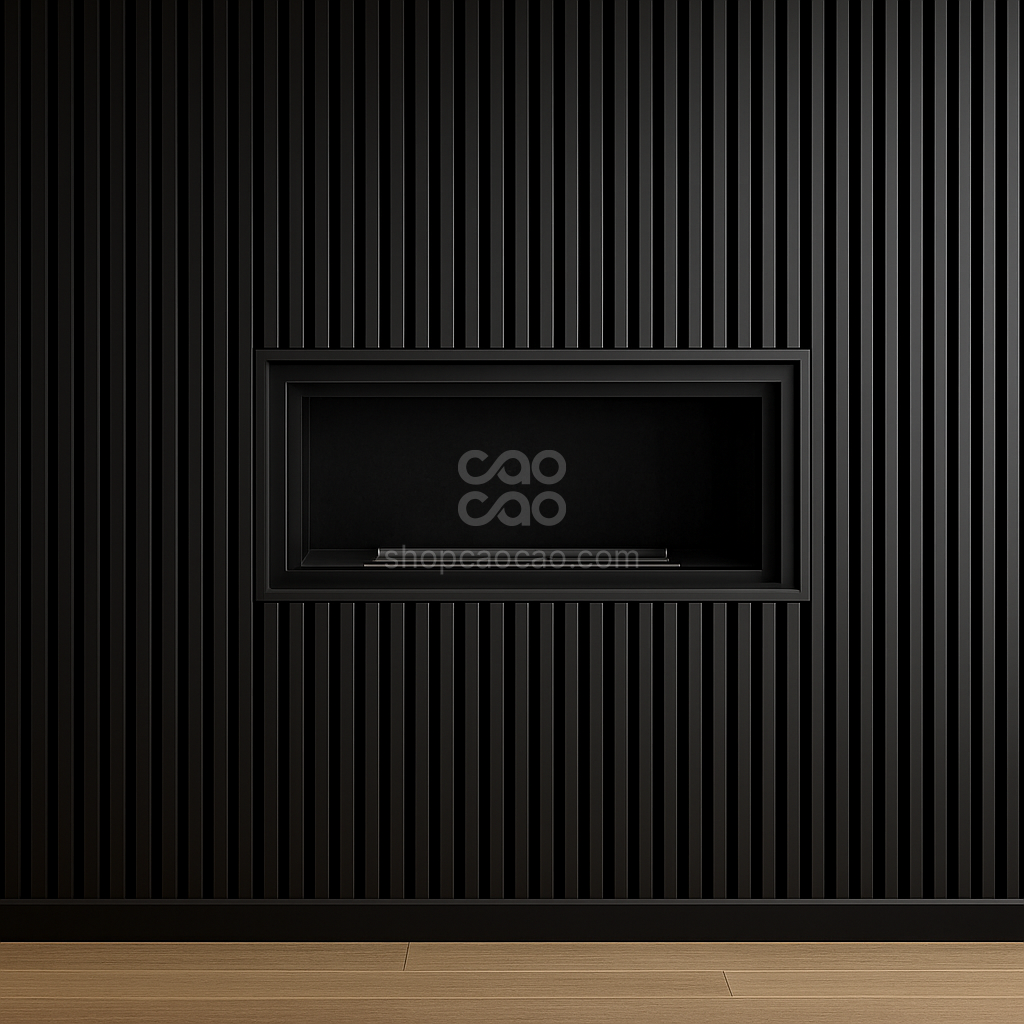 Caja WPC Lambrín Interior Color Negro Texturizado