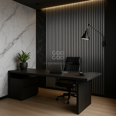 Lambrín Interior WPC Tradicional Color Plata Fondo Negro