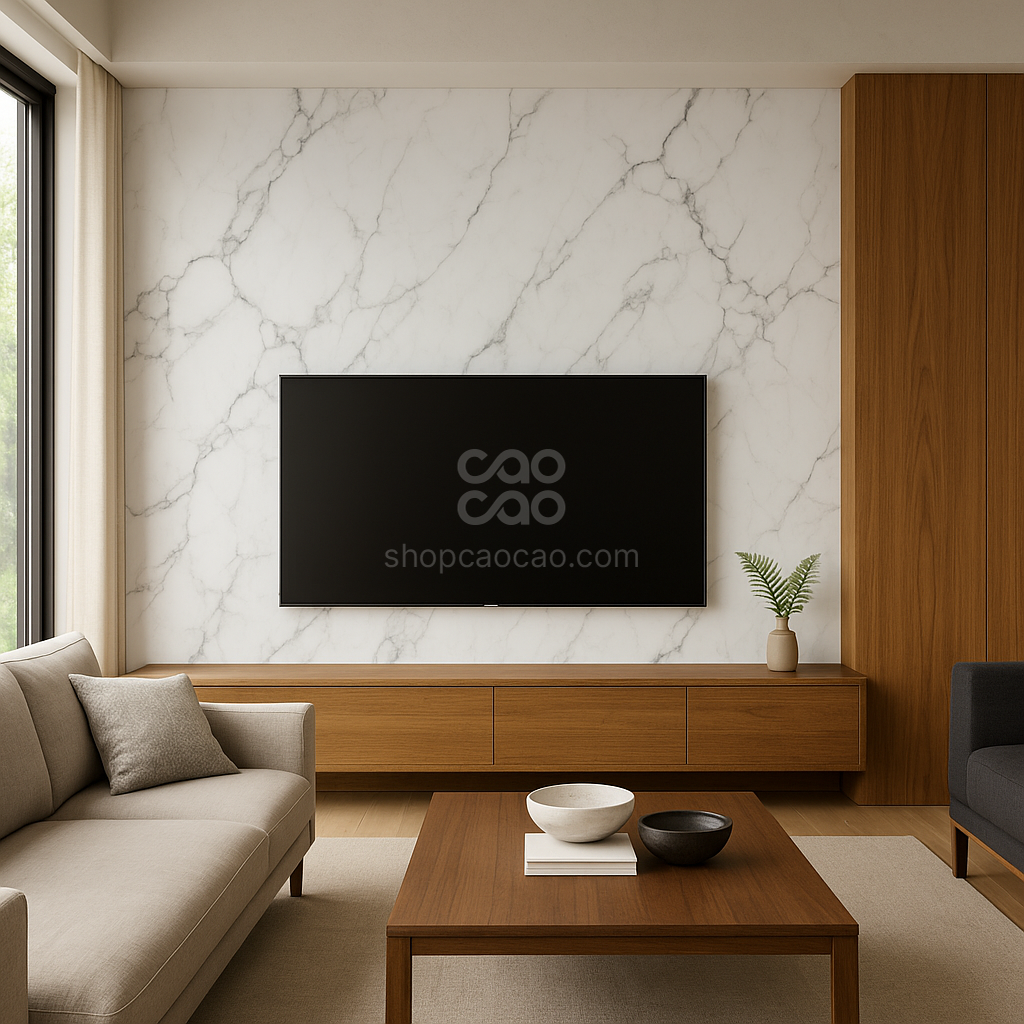 Lámina PVC tipo Mármol color Blanco Amalfi