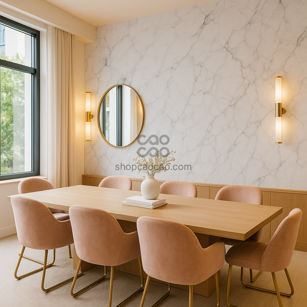Lámina PVC tipo Mármol color Blanco Amalfi
