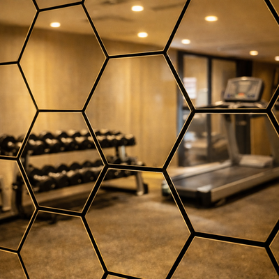 Panel Acústico Hexagonal Espejo Dorado