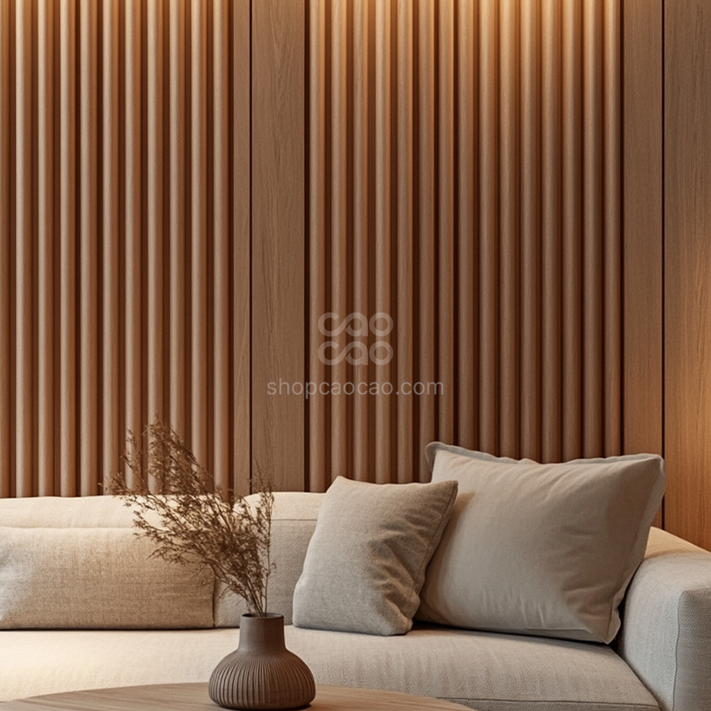 Lambrín Interior WPC Flauta Chica Encino | Panel Decorativo Cao Cao
