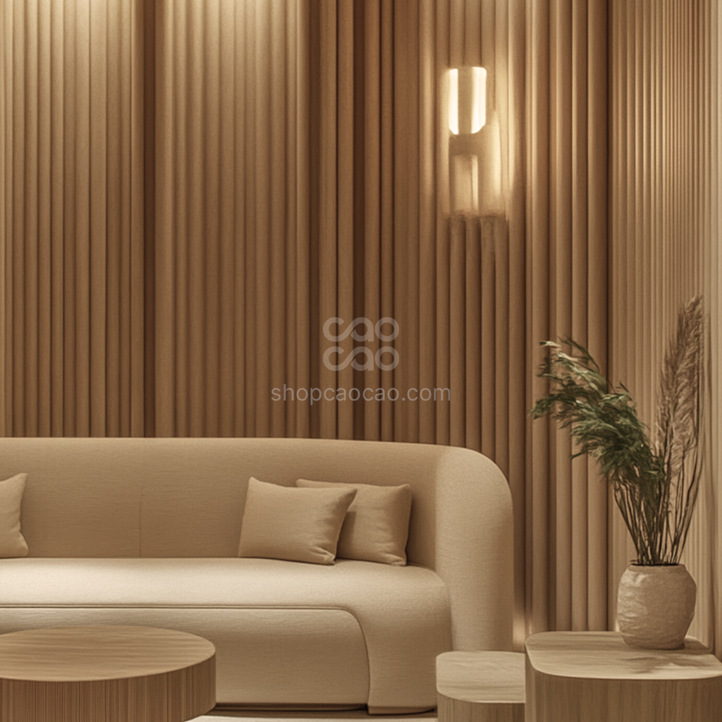 Lambrín Interior WPC Flauta Chica Encino | Panel Decorativo Cao Cao