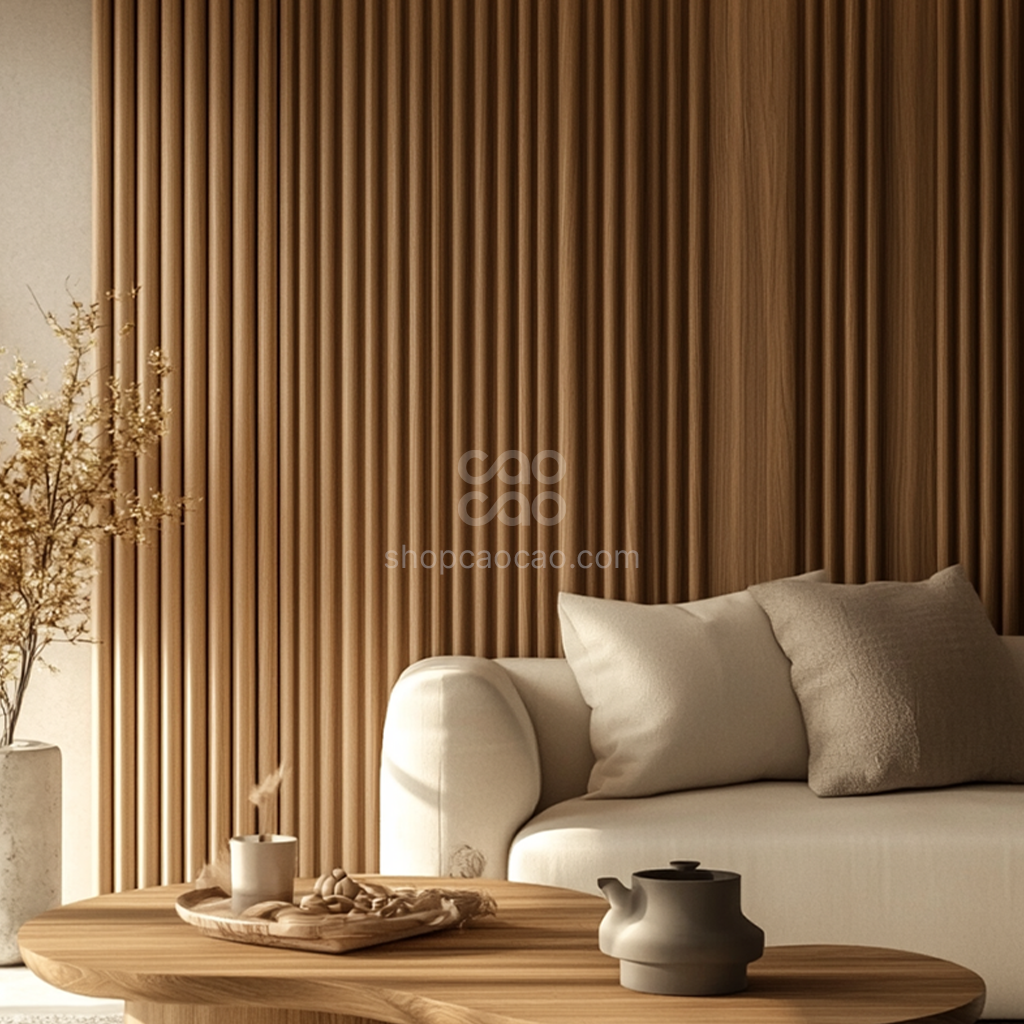 Lambrín Interior WPC Flauta Chica Encino | Panel Decorativo Cao Cao