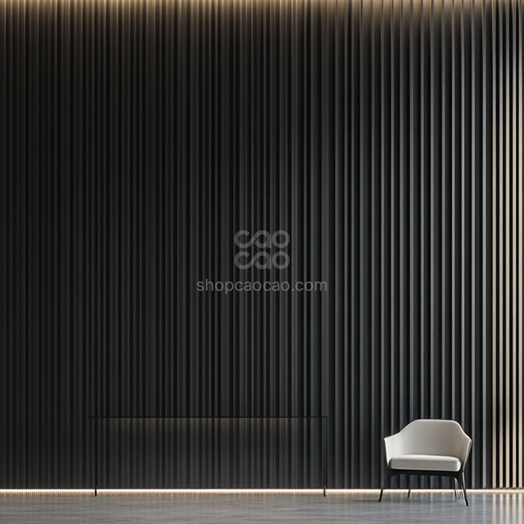 Lambrín Interior WPC Flauta Chica Negro Texturizado | Panel Decorativo ...