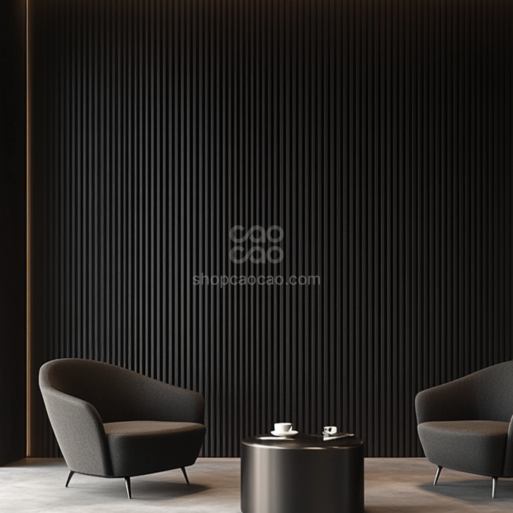 Lambrín Interior WPC Flauta Chica Negro Texturizado | Panel Decorativo ...