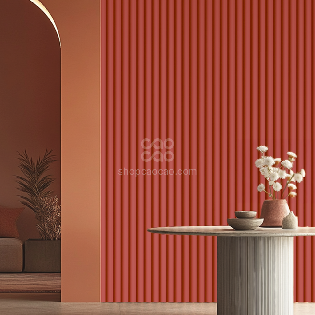 Lambrín Interior WPC Flauta Mediana Coral | Panel Decorativo Cao Cao
