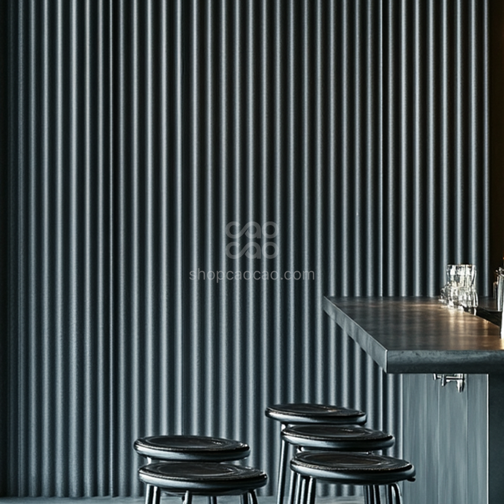 Lambrín Interior WPC Flauta Mediana Gris Oxford | Panel Decorativo Cao Cao