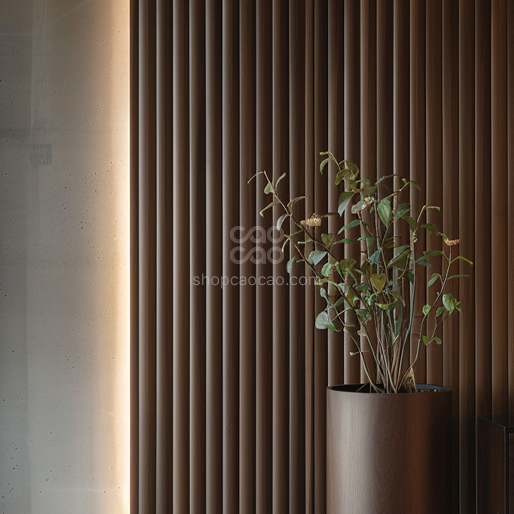 Lambrín Interior WPC Flauta Mediana Nogal Expresso | Panel Decorativo ...