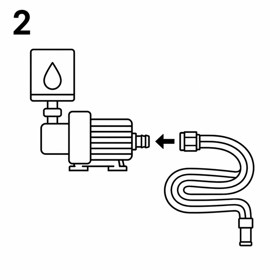 2. Conecta la bomba y la manguera