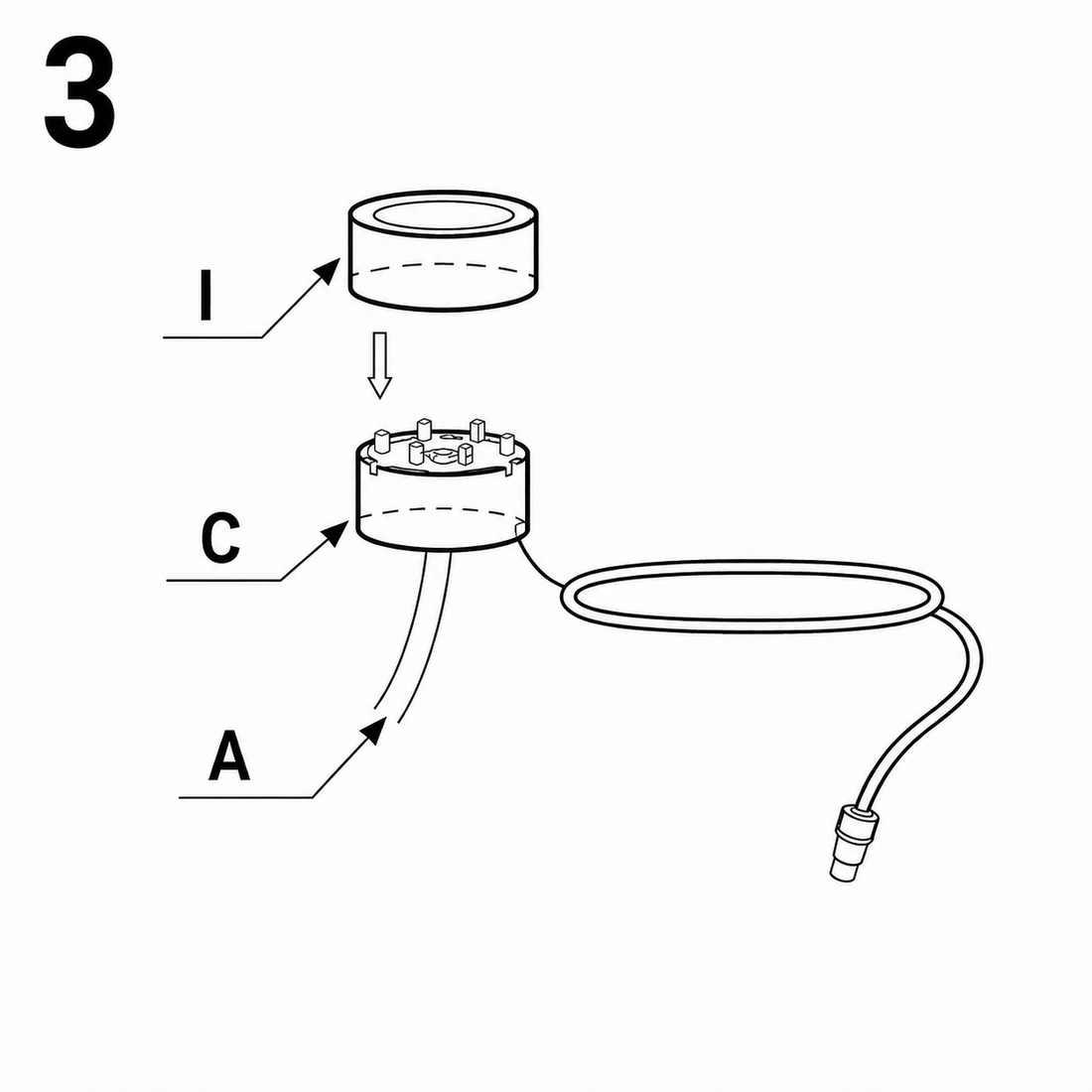 3. Coloca la luz LED y organiza los cables