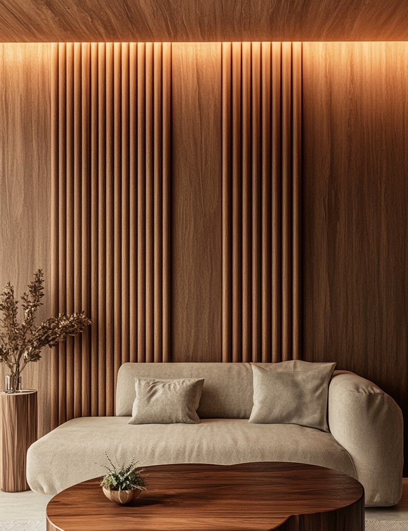 Lambrín Interior Flauta Mediana Color Parota Clásico