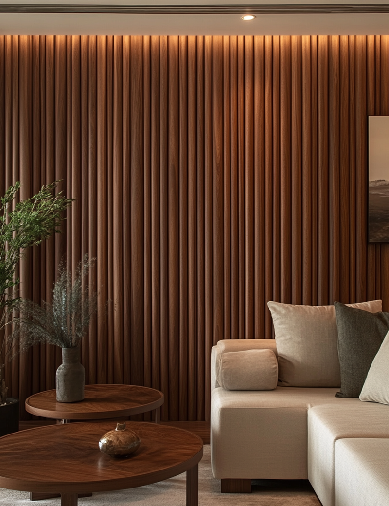 Lambrín Interior Flauta Mediana Color Parota Clásico