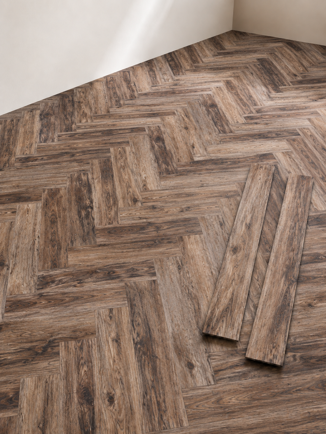Piso Herringbone Nuez