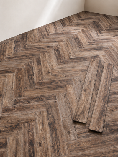 Piso Herringbone Nuez