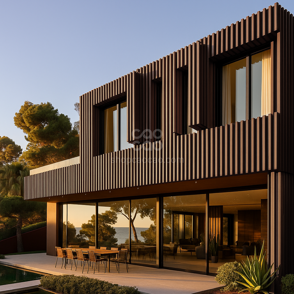 Viga Exterior de Aluminio 100x50 color Nogal