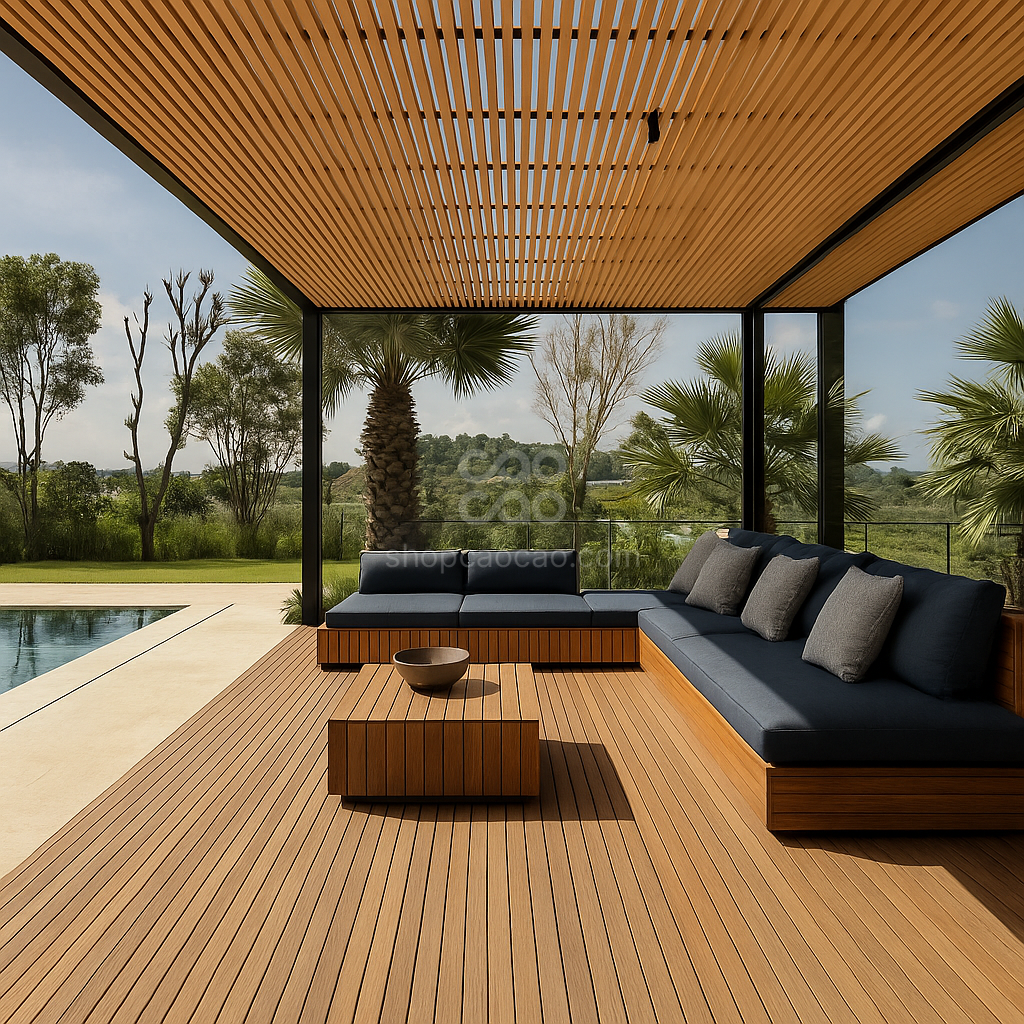 Viga Exterior de Aluminio 100x50 color Teca
