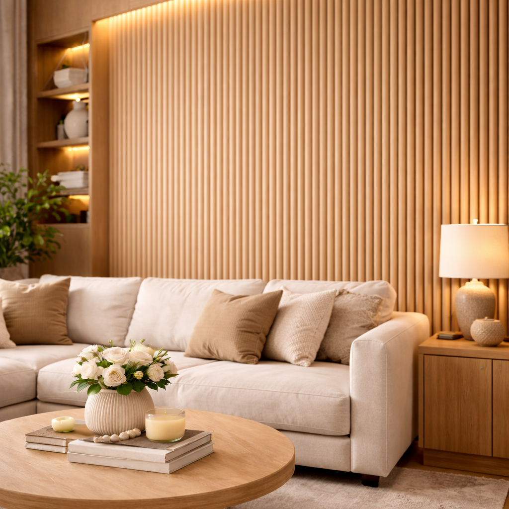 Lambrín Interior WPC Flauta Chica Japandi | Panel Decorativo Cao Cao